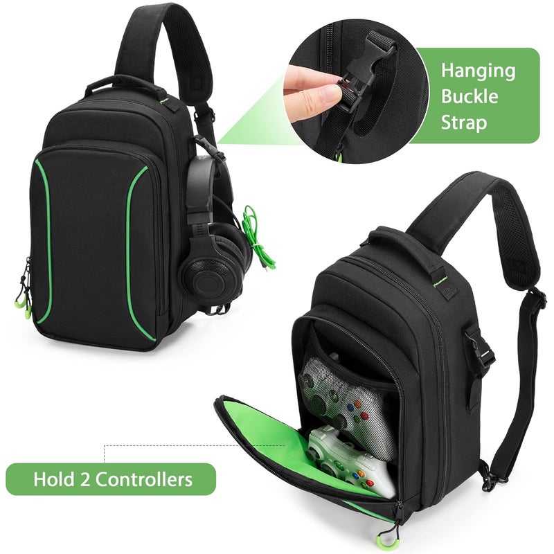 PGmoon Sling Carrying Case Compatible with Xbox Series S Game Console, Storage Travel Bag for Wireless Controllers and More Accessories (Patent Design) - Image 3